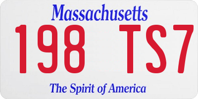 MA license plate 198TS7