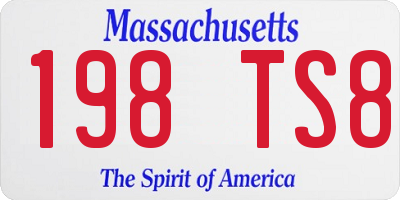 MA license plate 198TS8