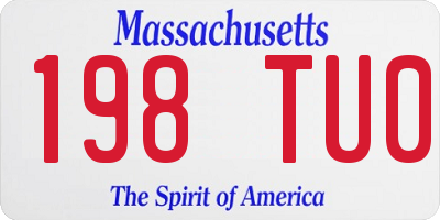 MA license plate 198TU0
