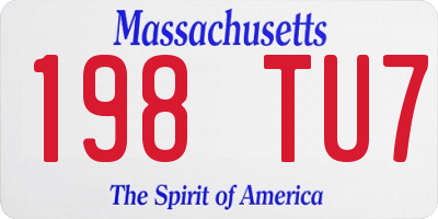 MA license plate 198TU7
