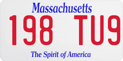 MA license plate 198TU9