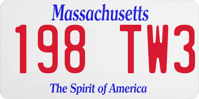 MA license plate 198TW3
