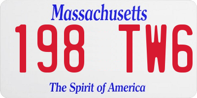 MA license plate 198TW6
