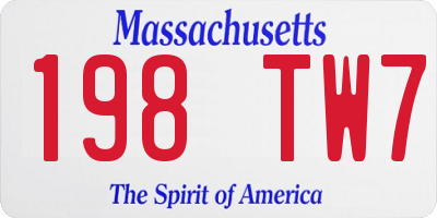 MA license plate 198TW7