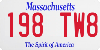 MA license plate 198TW8