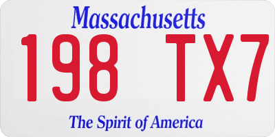 MA license plate 198TX7