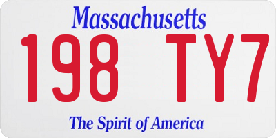 MA license plate 198TY7