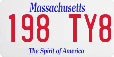 MA license plate 198TY8