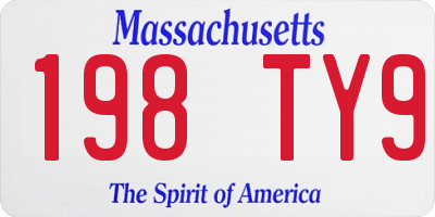 MA license plate 198TY9