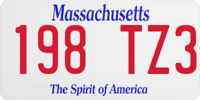 MA license plate 198TZ3