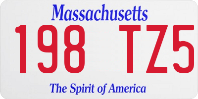 MA license plate 198TZ5