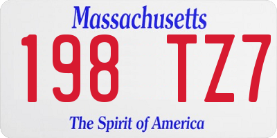 MA license plate 198TZ7