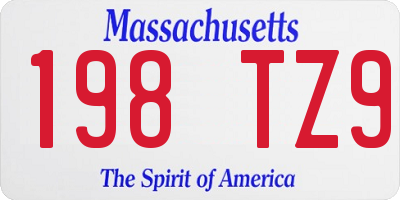 MA license plate 198TZ9