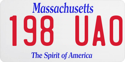 MA license plate 198UA0