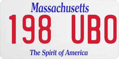 MA license plate 198UB0