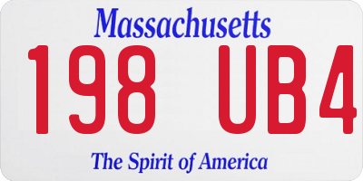 MA license plate 198UB4