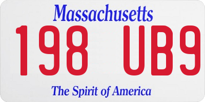 MA license plate 198UB9