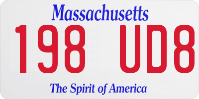 MA license plate 198UD8