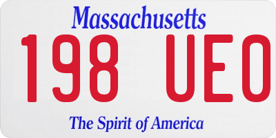 MA license plate 198UE0