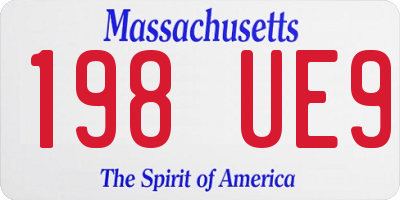 MA license plate 198UE9