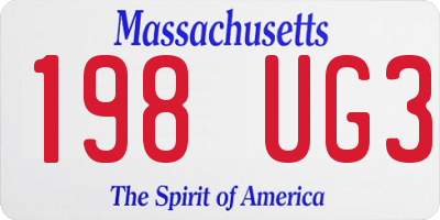 MA license plate 198UG3