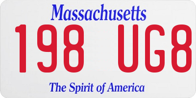 MA license plate 198UG8