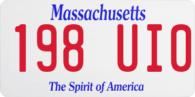 MA license plate 198UI0