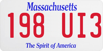 MA license plate 198UI3