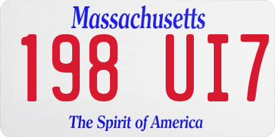 MA license plate 198UI7