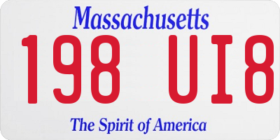 MA license plate 198UI8
