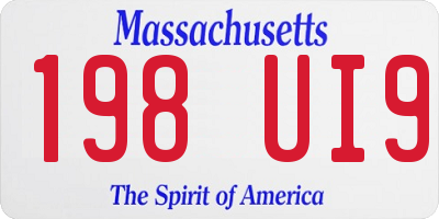 MA license plate 198UI9