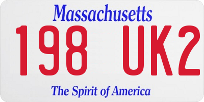 MA license plate 198UK2