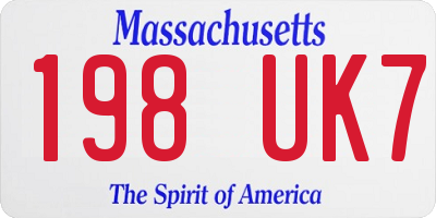 MA license plate 198UK7