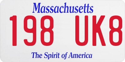 MA license plate 198UK8