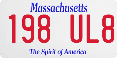 MA license plate 198UL8