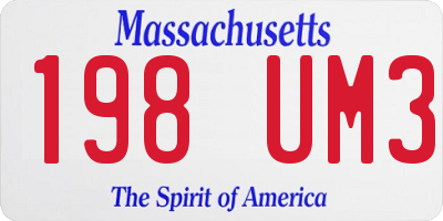 MA license plate 198UM3