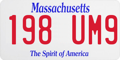 MA license plate 198UM9
