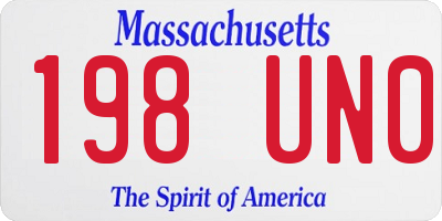 MA license plate 198UN0