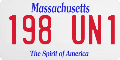 MA license plate 198UN1
