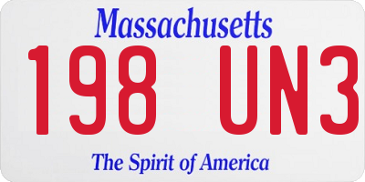 MA license plate 198UN3