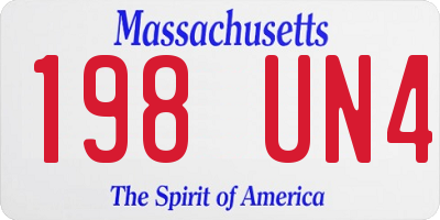 MA license plate 198UN4