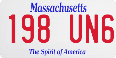 MA license plate 198UN6