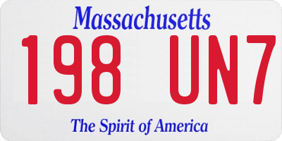 MA license plate 198UN7