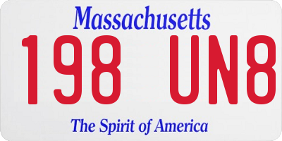 MA license plate 198UN8