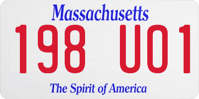 MA license plate 198UO1