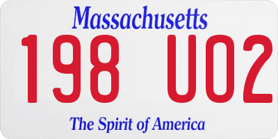 MA license plate 198UO2