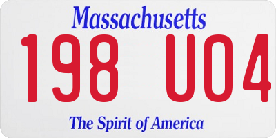 MA license plate 198UO4