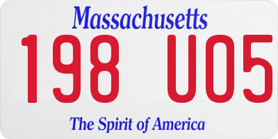 MA license plate 198UO5