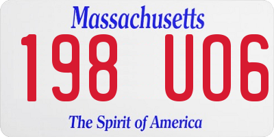 MA license plate 198UO6