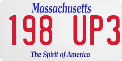 MA license plate 198UP3